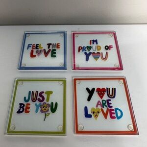 Target Pride Set of 4 Glass Drink Coasters LGBTQ+ Humberto Cruz Art Multicolor
